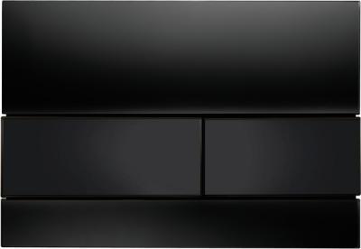 9240809 TECEsquare Панель смыва с двумя клавишами стекло черное, клавиши черные