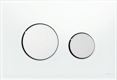 9240660 TECEloop Панель смыва с двумя клавишами стеклянная стекло белое, клавиши хром глянцевый