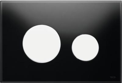 9240654 TECEloop Панель смыва с двумя клавишами стеклянная стекло черное, клавиши белые