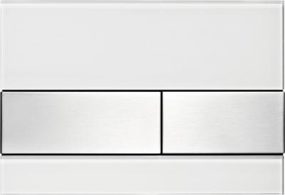 9240801 TECEsquare Панель смыва с двумя клавишами стекло белое, клавиши нержавеющая сталь
