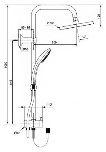 A6281AA IDEAL STANDARD Idealrain Eco Душевая система для установки с настенным смесителем