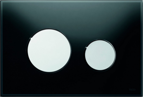 9240656 TECEloop Панель смыва с двумя клавишами стеклянная стекло черное, клавиши хром глянцевый