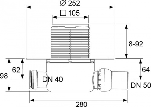 KDP-S120 TECEdainpoint S Комплект точечного трапа с сифоном DN 50 и декоративной решеткой