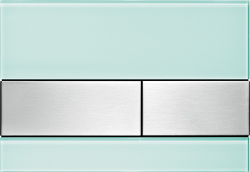 9240804 TECEsquare Панель смыва с двумя клавишами стекло зеленое, клавиши нержавеющая сталь