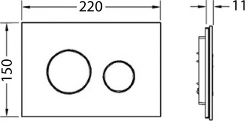 9240656 TECEloop Панель смыва с двумя клавишами стеклянная стекло черное, клавиши хром глянцевый