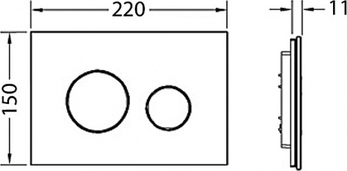 9240658 TECEloop Панель смыва с двумя клавишами стеклянная стекло черное, клавиши позолоченные