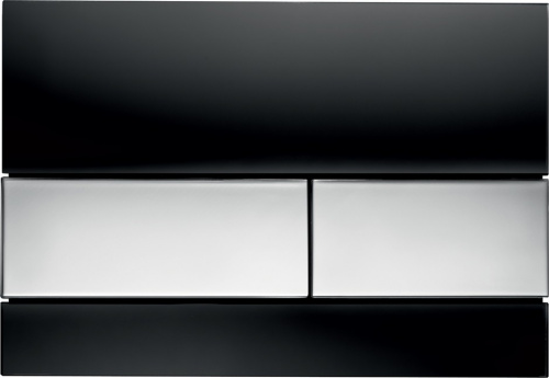 9240807 TECEsquare Панель смыва с двумя клавишами стекло черное, клавиши хром глянцевый