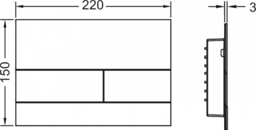 9240832 TECEsquare II Панель смыва с двумя клавишами металлическая белый глянцевый
