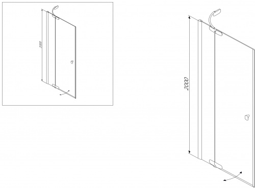 W30G-E3D7-200-CT-R AM.PM Sensation Душевая дверь 100 см с неподвижным элементом