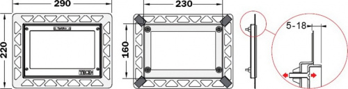 9240646 TECE Монтажная рамка для установки стеклянных панелей на уровне стены белый