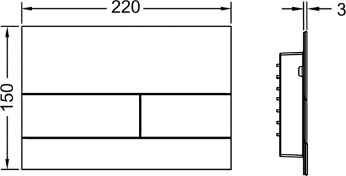 9240833 TECEsquare II Панель смыва с двумя клавишами металлическая черный, матовая
